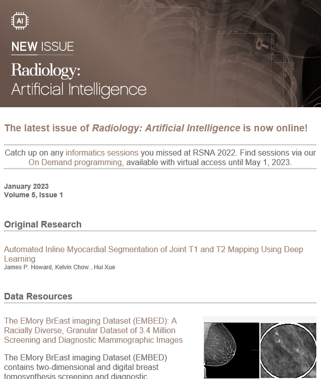asdasdDigital eTOC Banners - Radiology: Artificial Intelligence